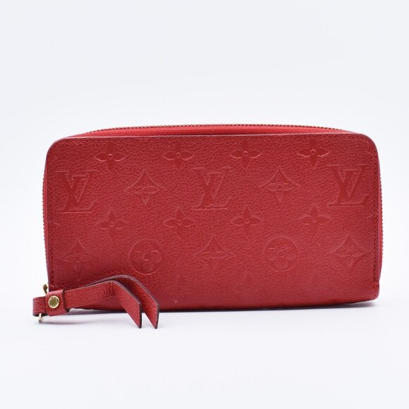 LOUIS VUITTON Zippy Wallet Long Monogram Empreinte Leather Red